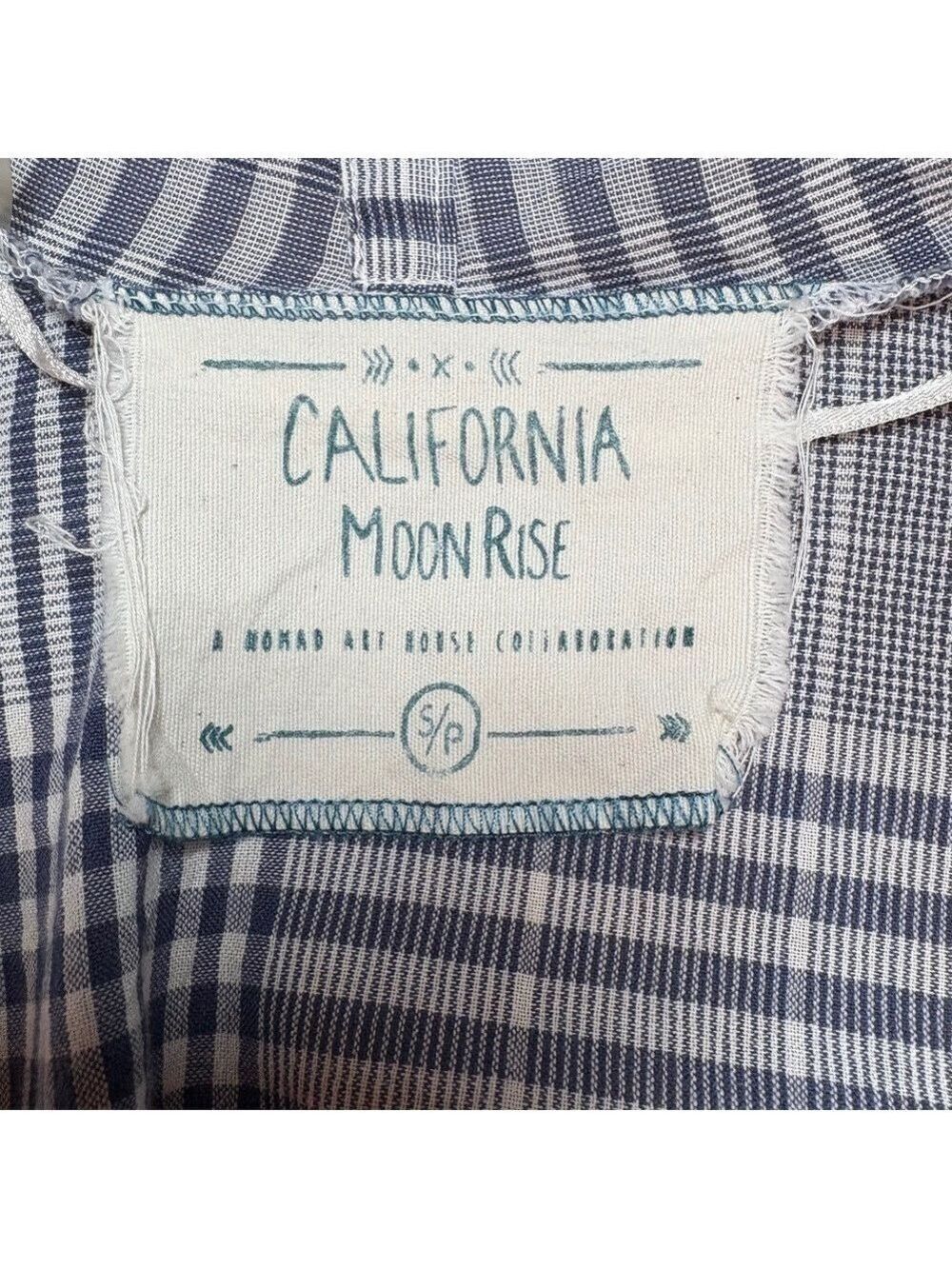 CALIFORNIA MOONRISE 100% Cotton Lightweight Plaid Poncho / Cardigan / Wrap Sz S - Picture 5 of 9